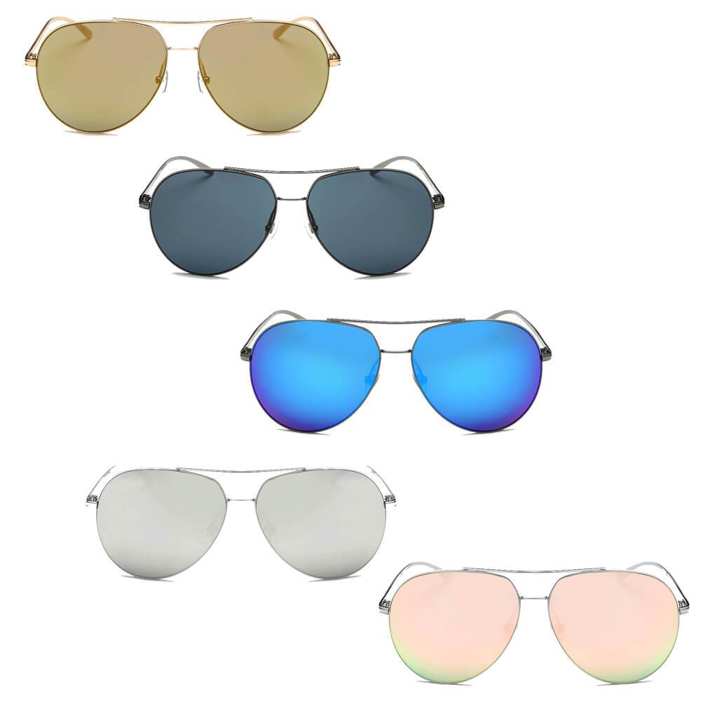 ESTERO | Unisex Oversize Mirrored Lens Aviator Sunglasses