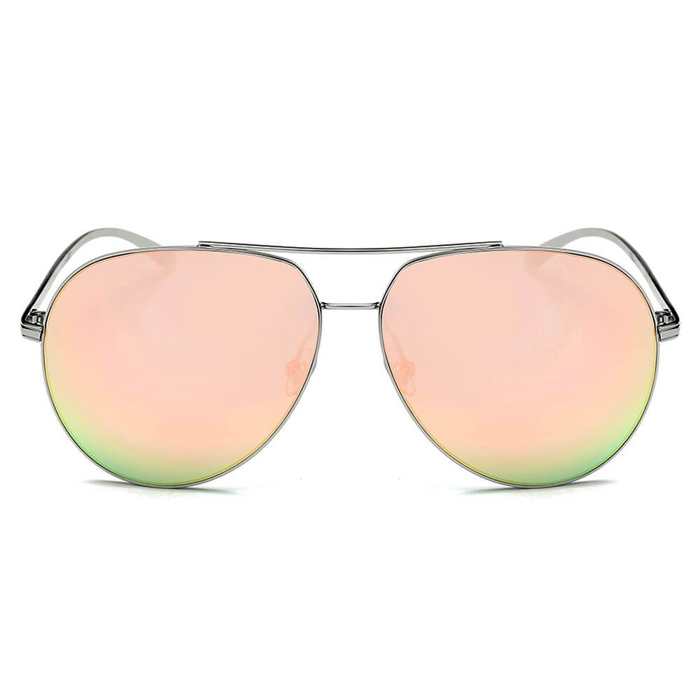 ESTERO | Unisex Oversize Mirrored Lens Aviator Sunglasses